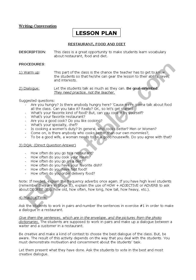 Conversation worksheet