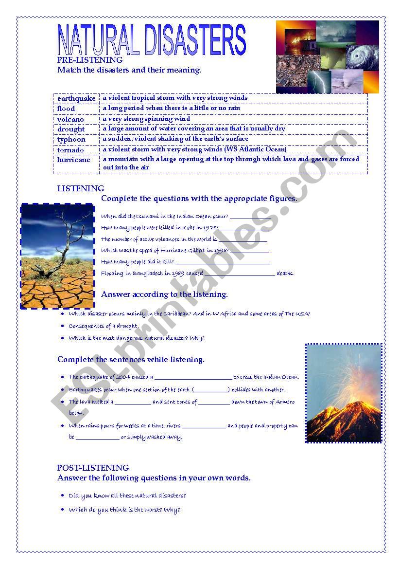 NATURAL DISASTERS II worksheet