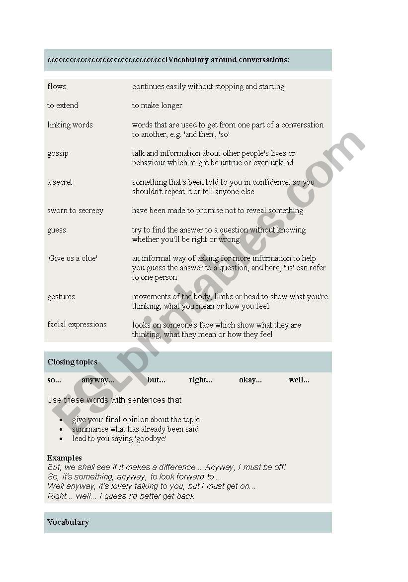 English Conversation worksheet