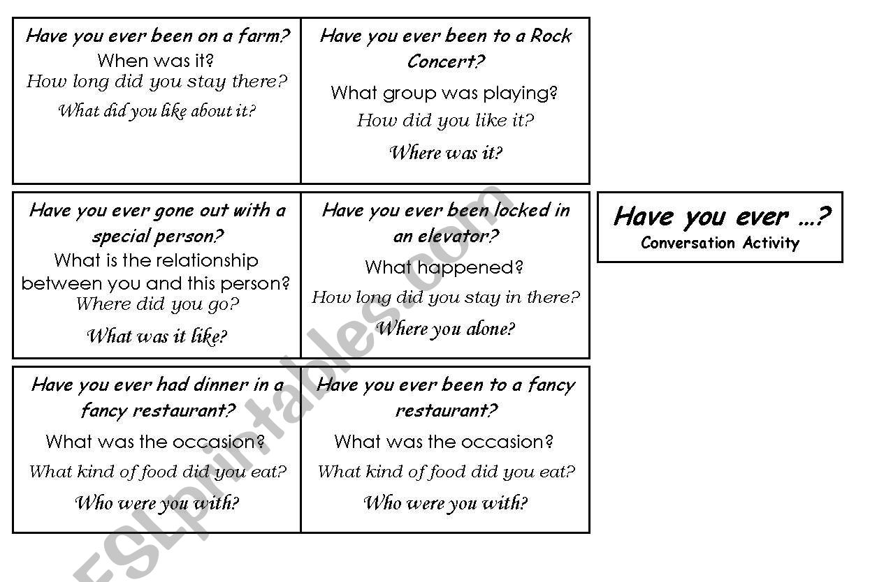 Have you ever...? worksheet