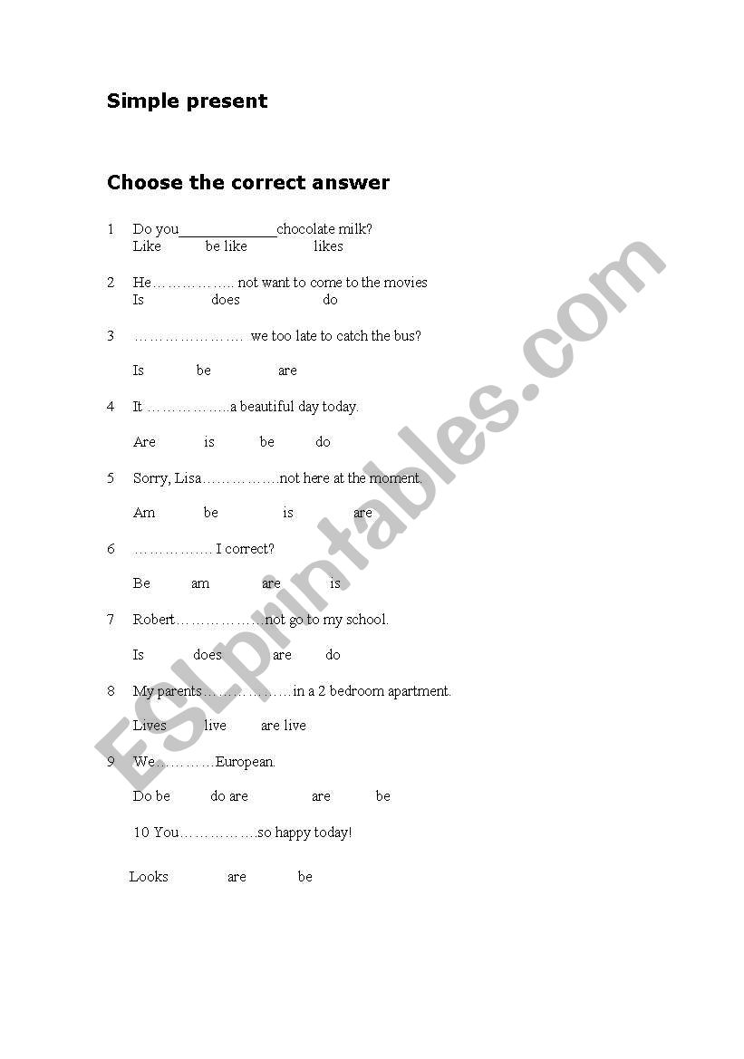 simple present worksheet