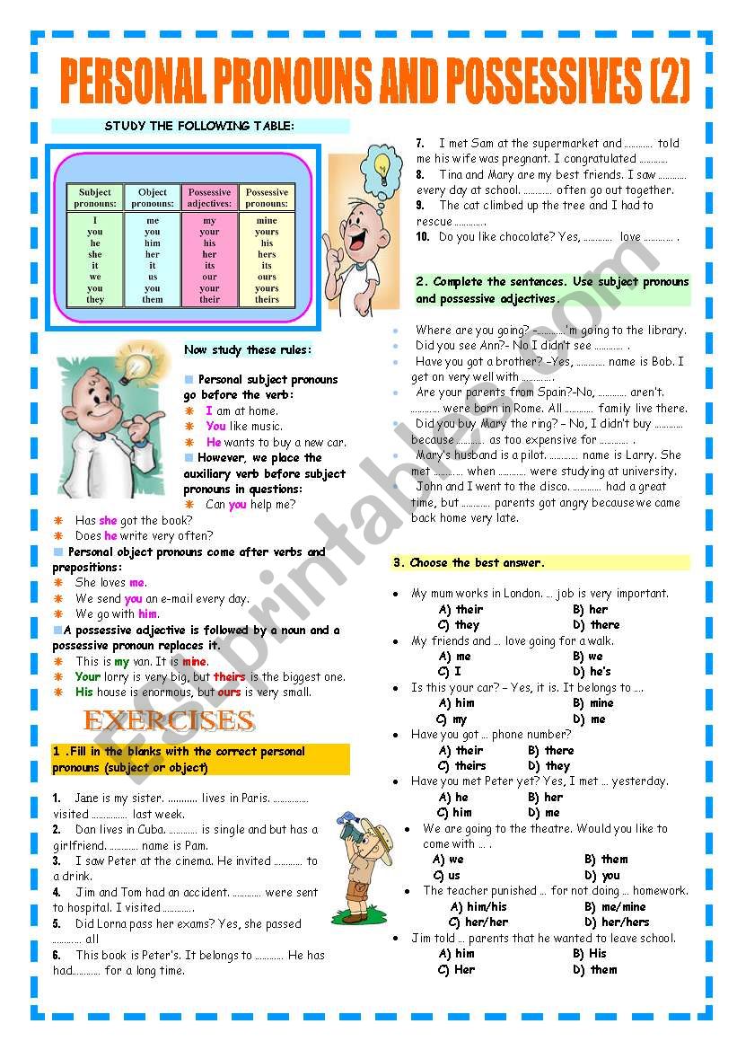 PERSONAL PRONOUNS AND POSSESSIVES (REVIEW)