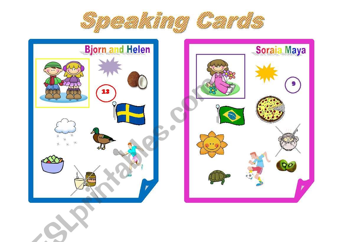 Speaking cards 2 worksheet