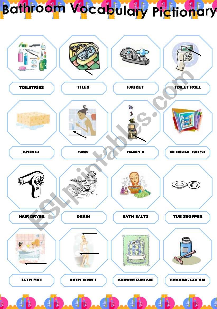 Bathroom Vocabulary Pictionary 2/2