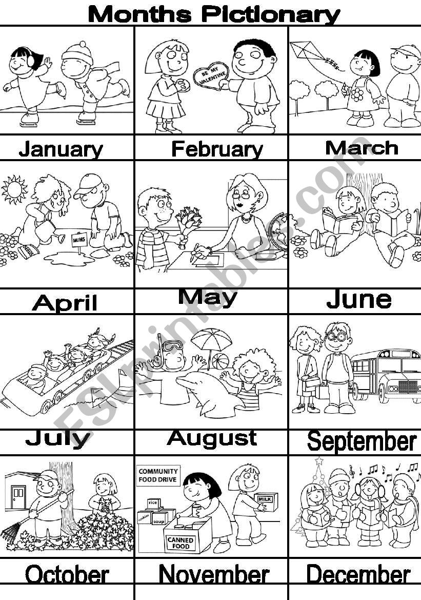 MONTHS pictionary worksheet