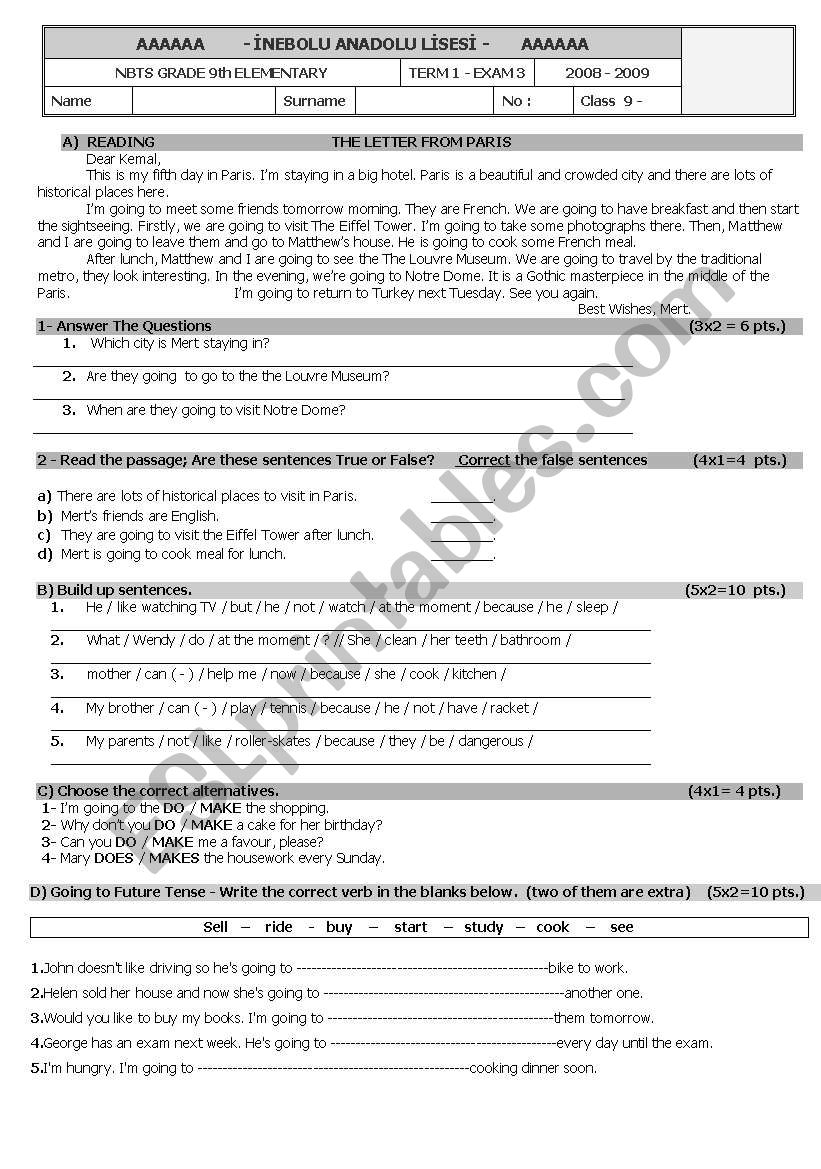 study sheet worksheet