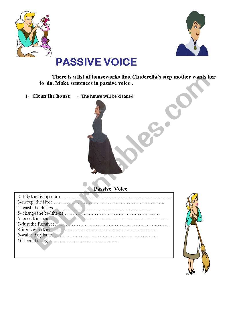 passive voice-cinderella worksheet