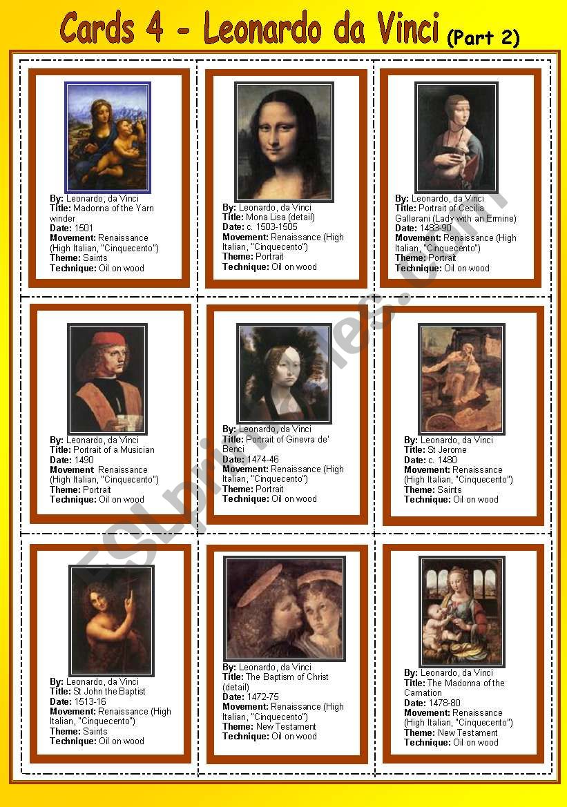 Cards 4 - Leonardo da Vinci  (part 2)