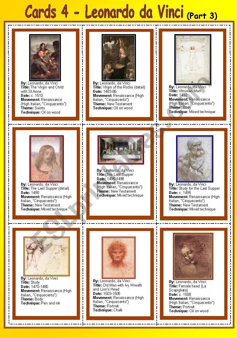 Cards 4 - Leonardo da Vinci  (part 3)