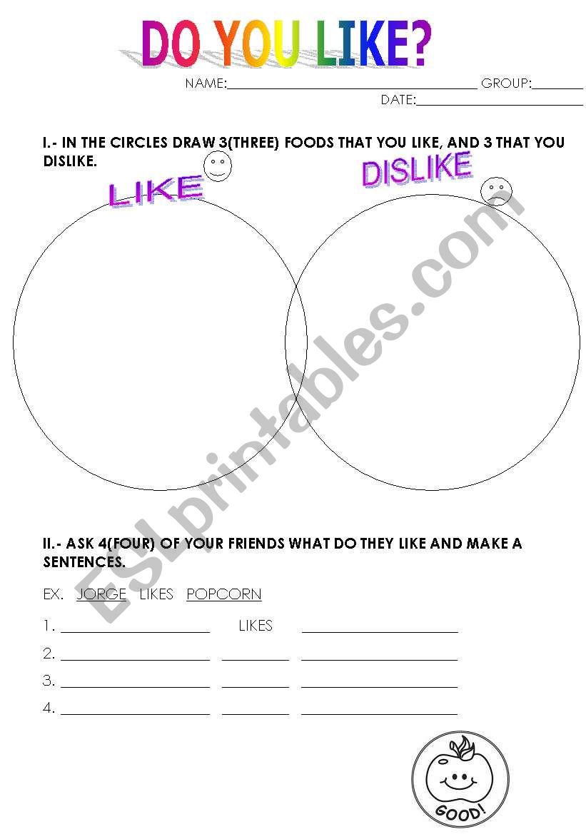 DO YOU LIKE ? worksheet