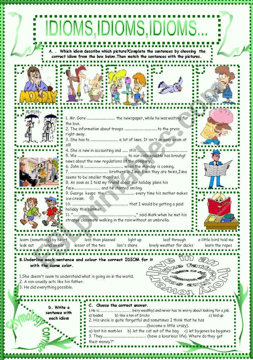 IDIOMS,IDIOMS,IDIOMS...(12) worksheet