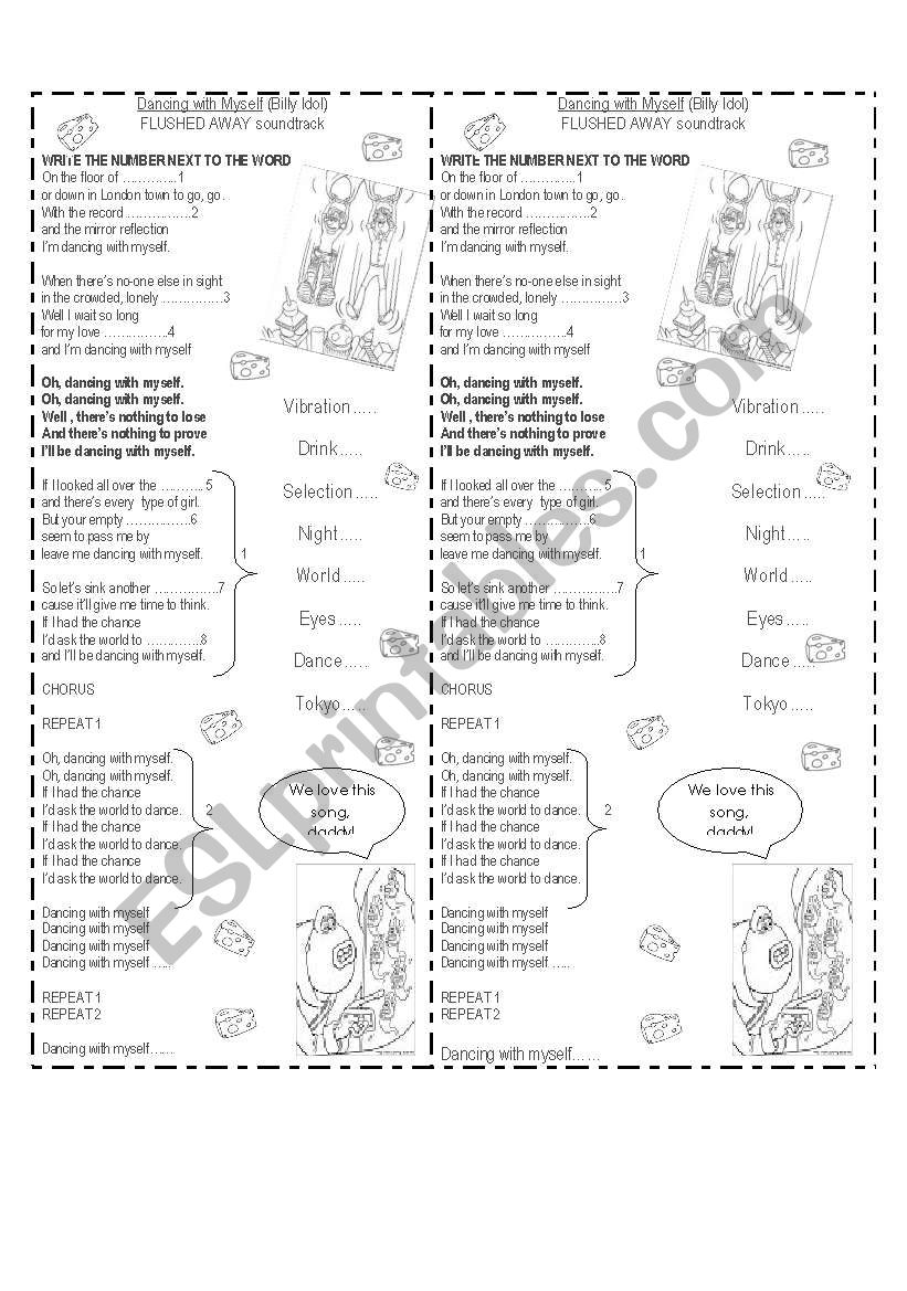 Dancing with Myself worksheet