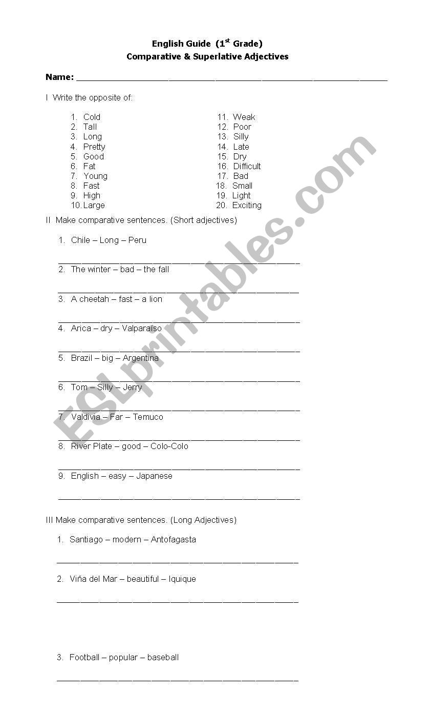 comparative and superlative worksheet