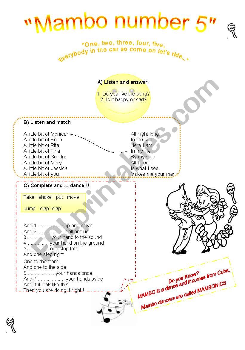 Song for children worksheet