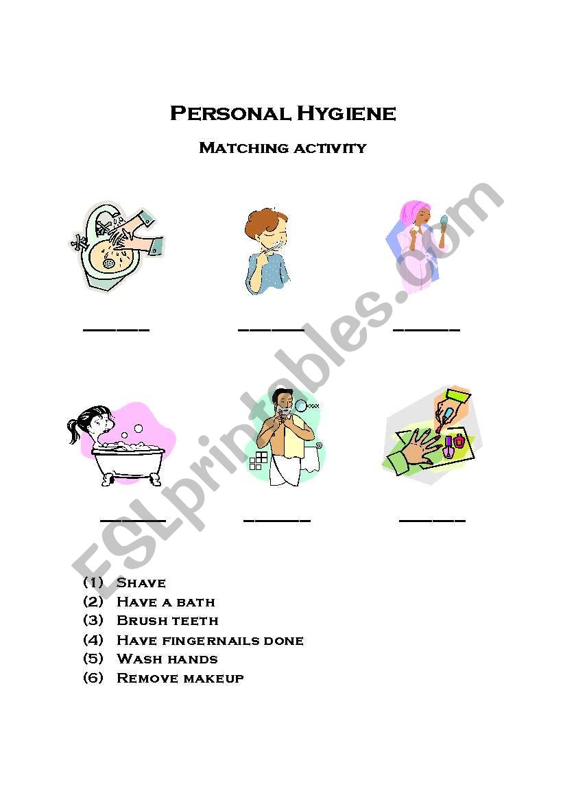 Personal Hygiene worksheet