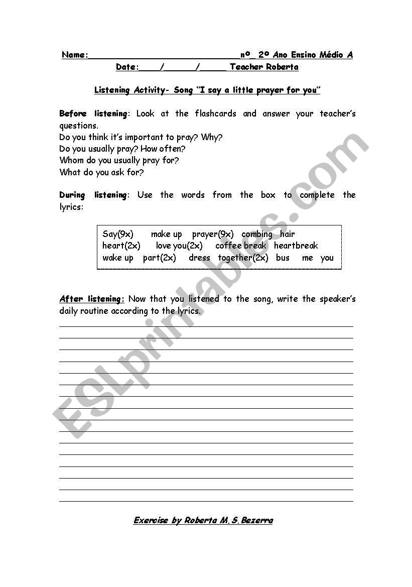 daily routine worksheet