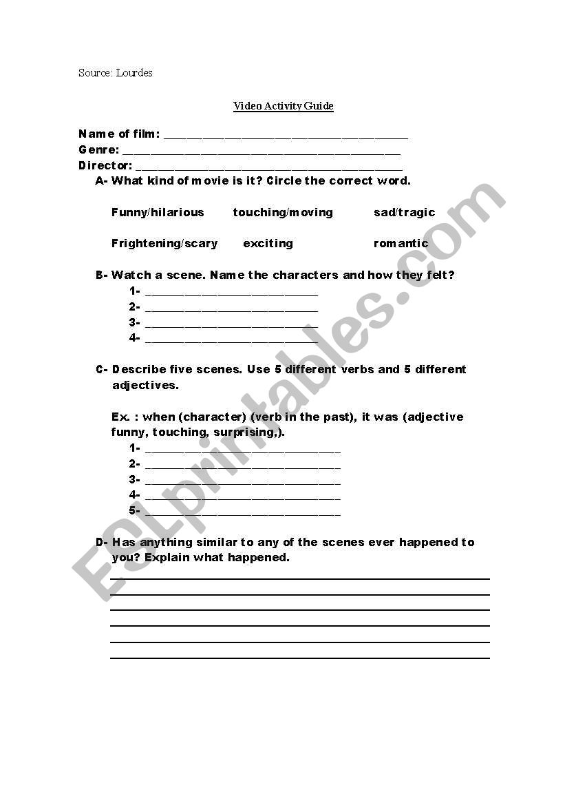 movie worksheet/ guide worksheet