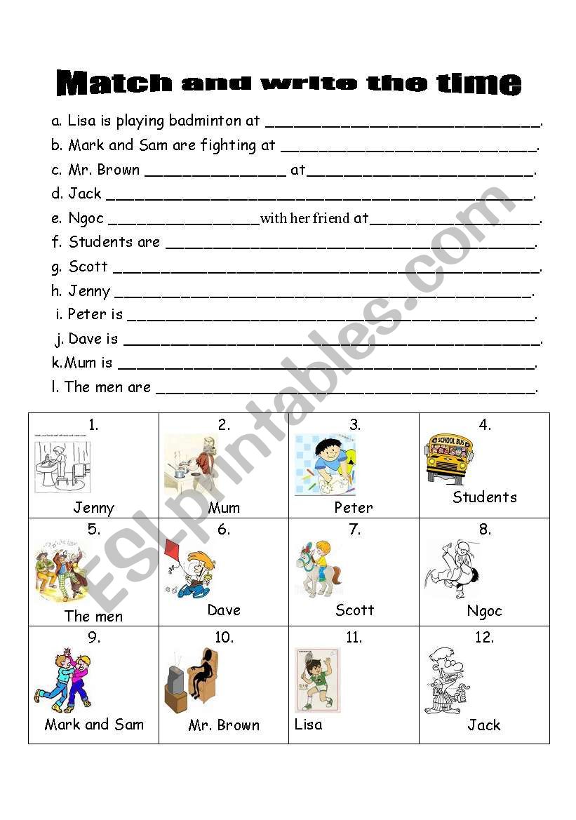 Present Continuous with time worksheet