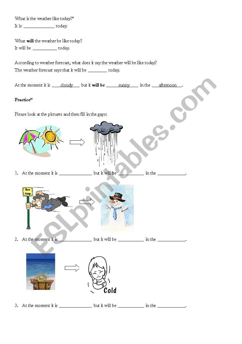 Describing the weather worksheet