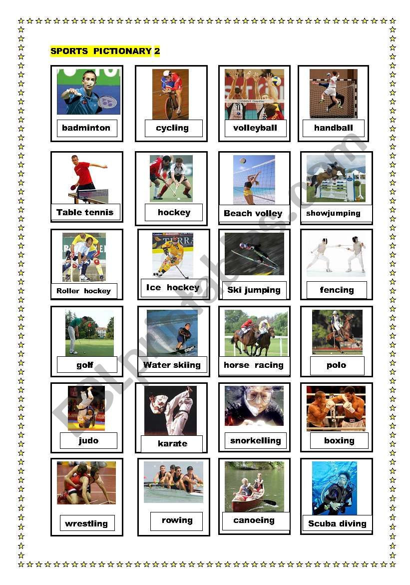 sports pictionary 2 worksheet