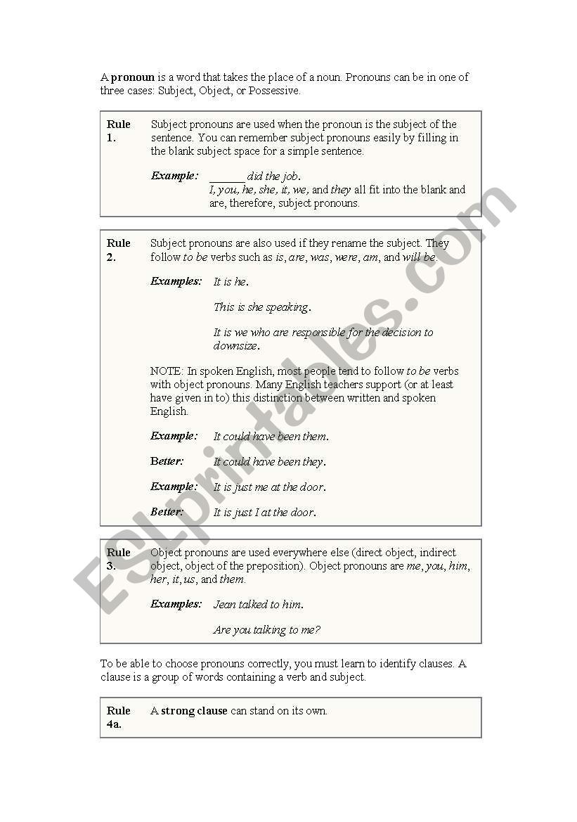 pronouns worksheet