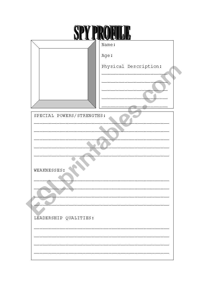 Spy Profile worksheet