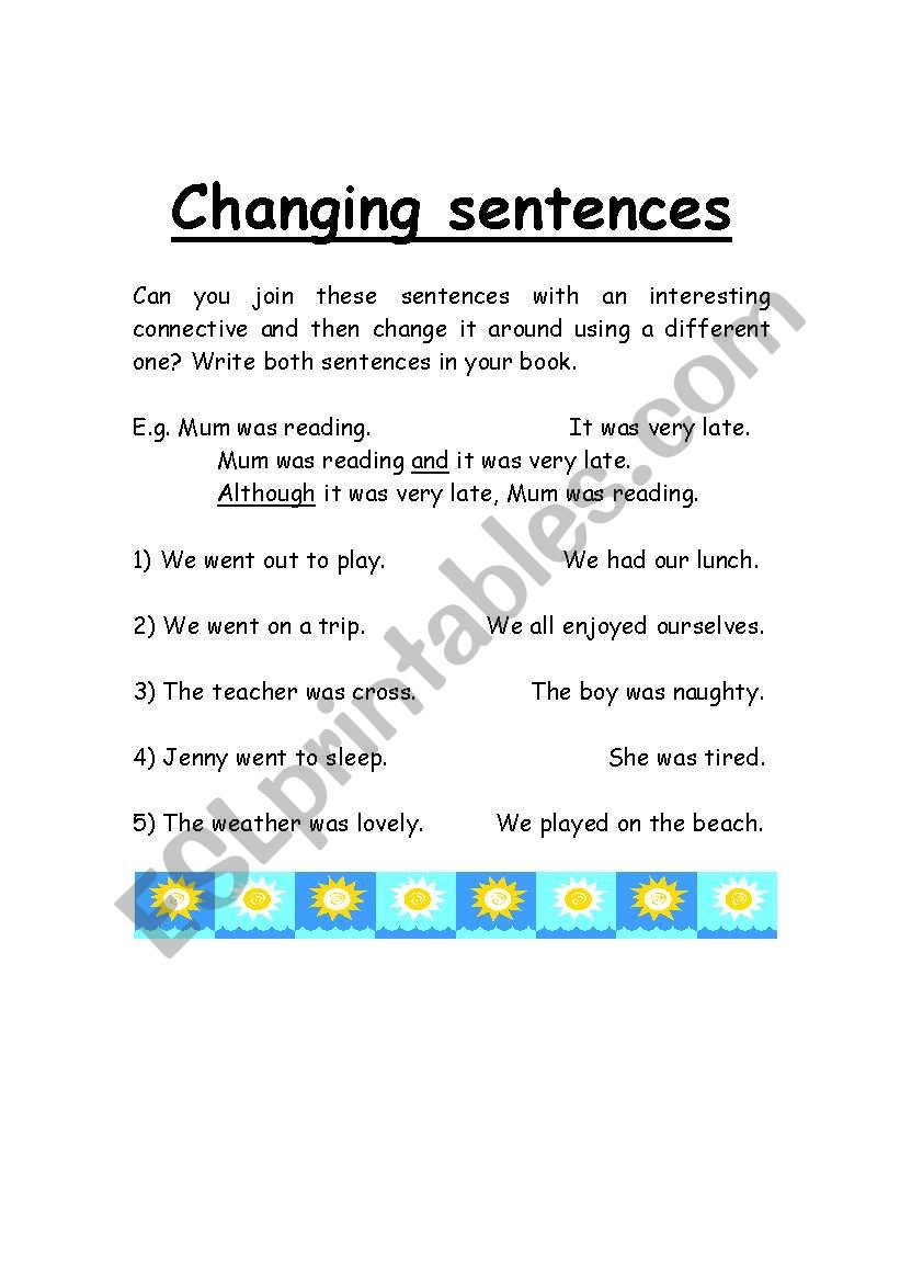 Changing Sentences worksheet
