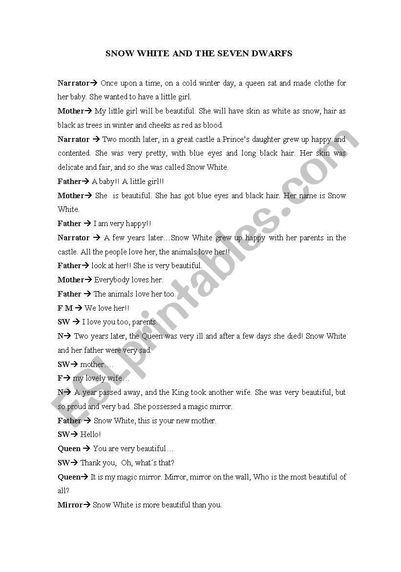 Snow White worksheet