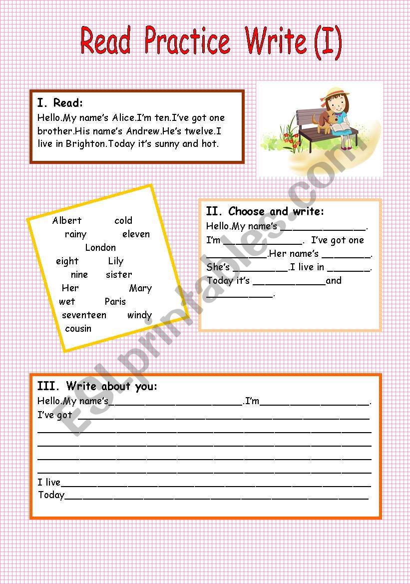 Read  Practice  Write ( I ) worksheet