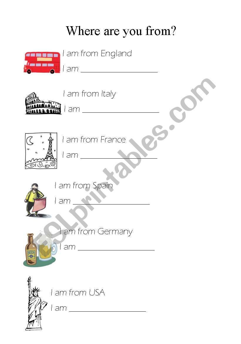 Where are you from? worksheet