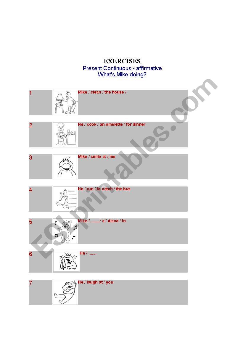 present continuous worksheet