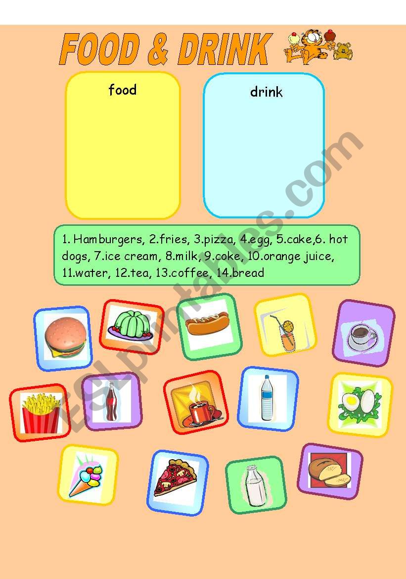 food and drink worksheet