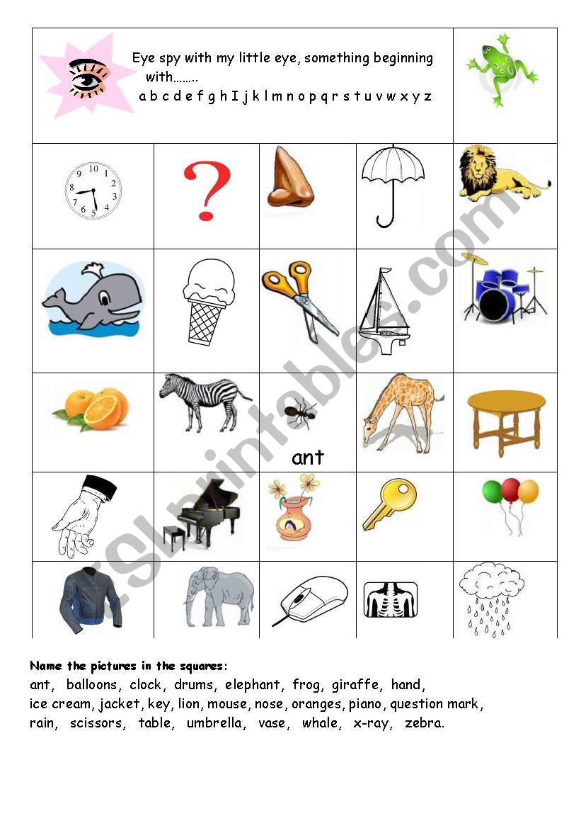 Eye Spy worksheet