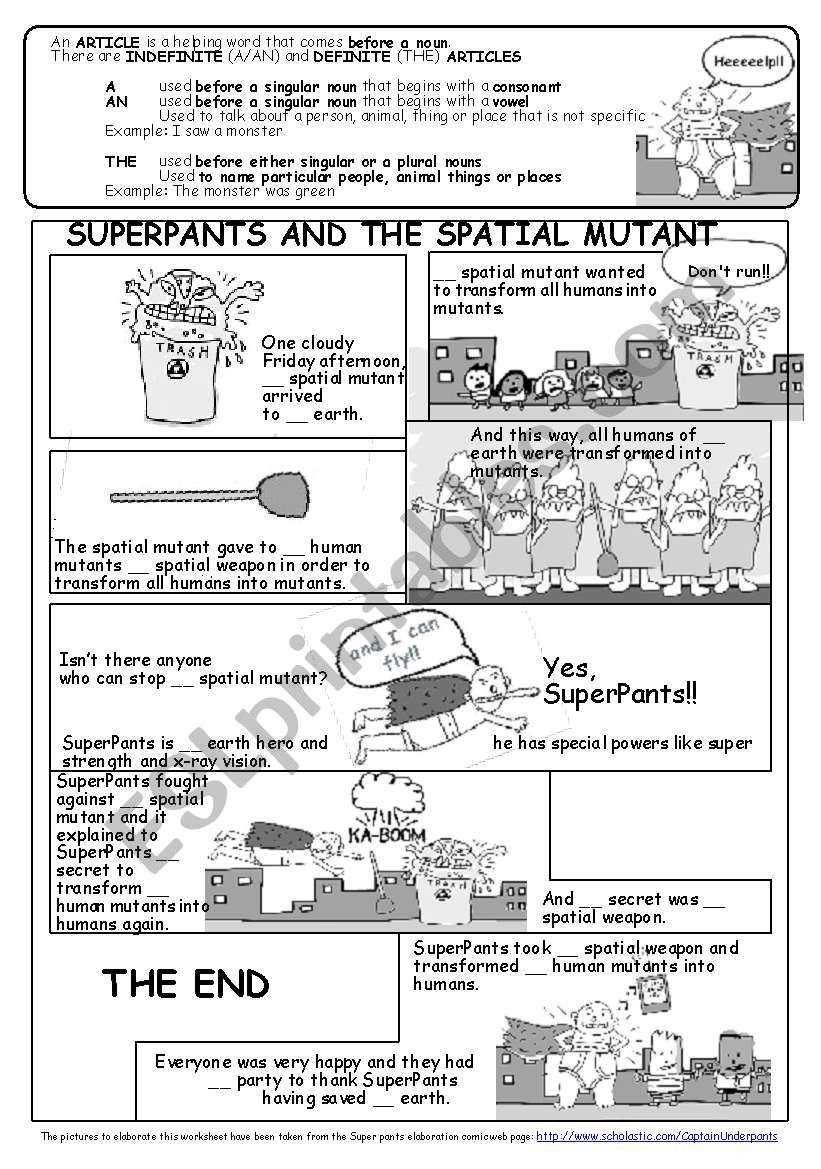 ARTICLES: SUPERPANTS worksheet