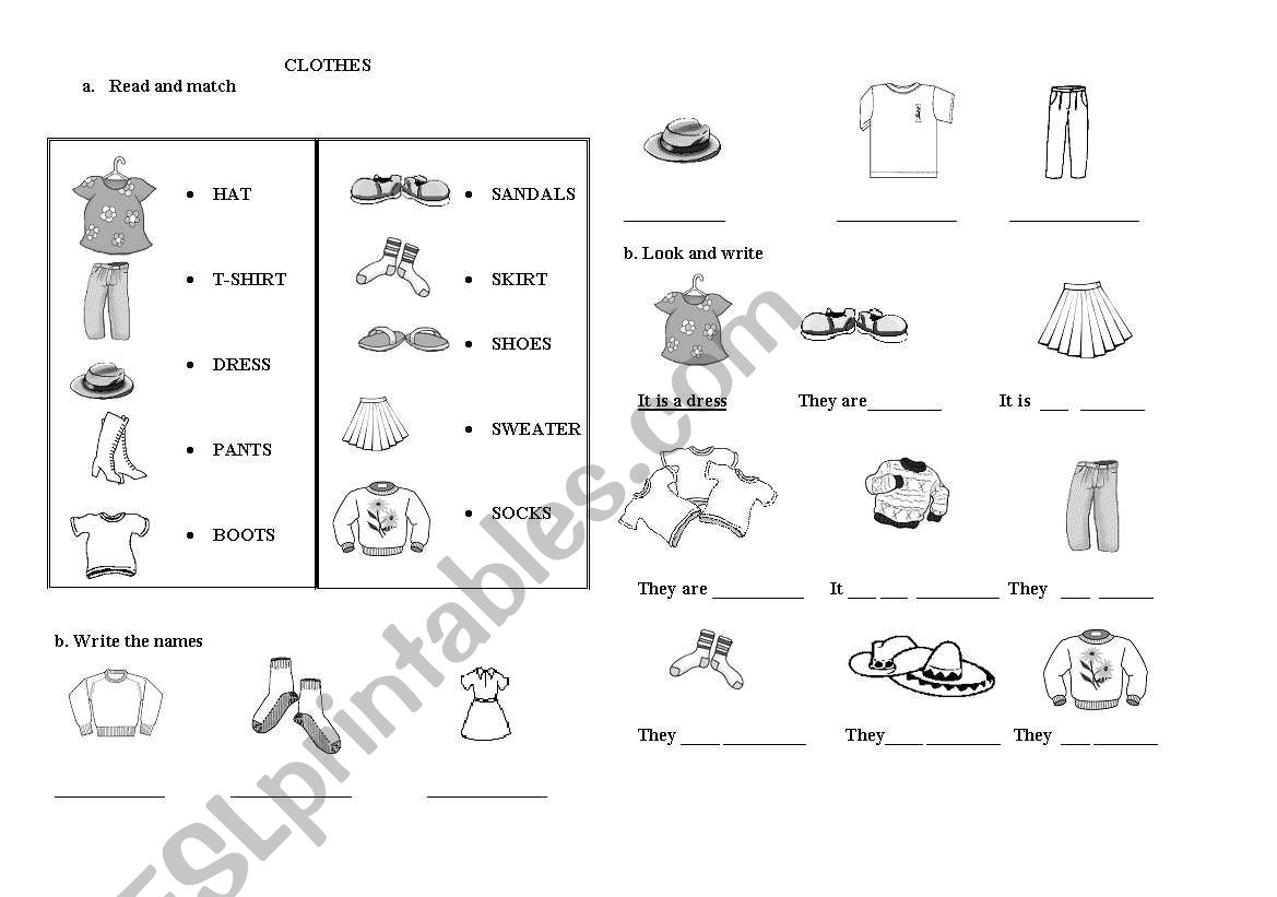 Clothes worksheet