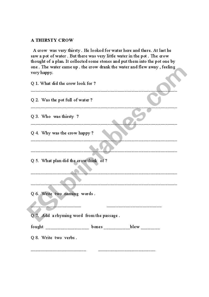 Reading  Comprehension worksheet