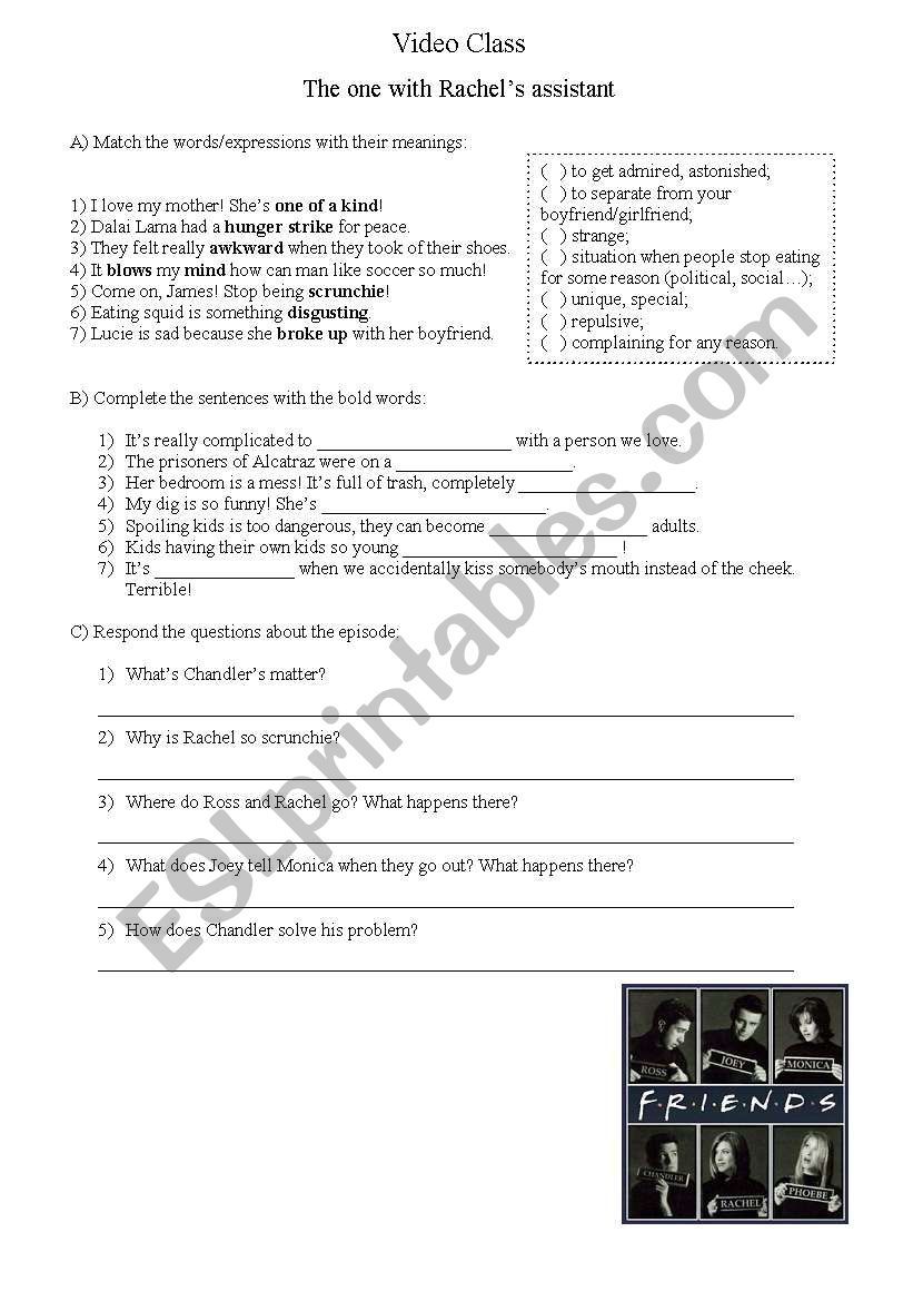 Video Class - Friends worksheet