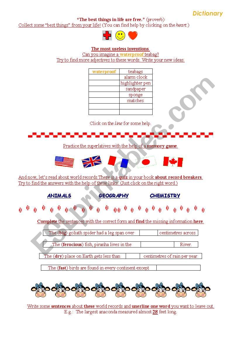 Superlatives worksheet