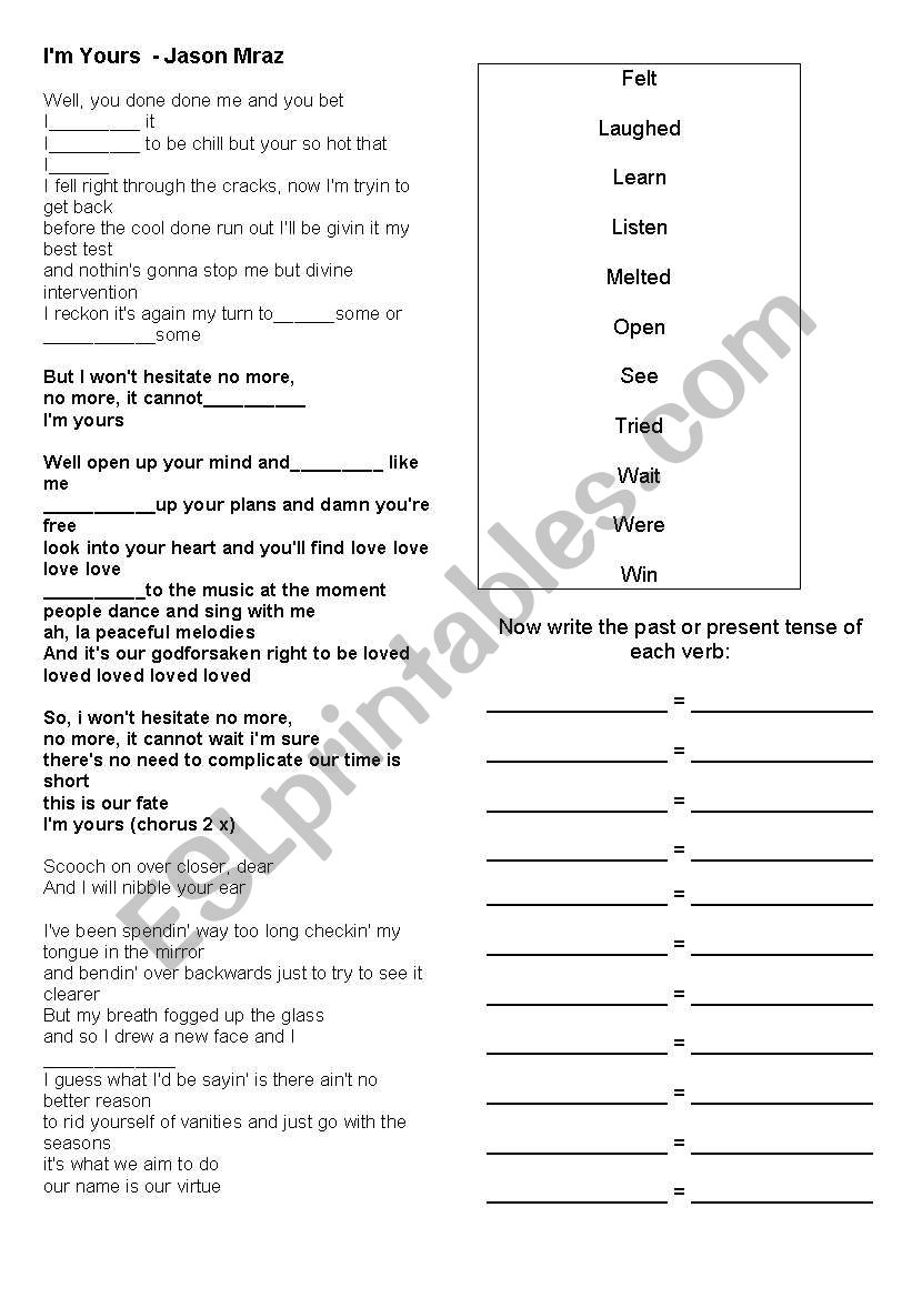 Im yours worksheet