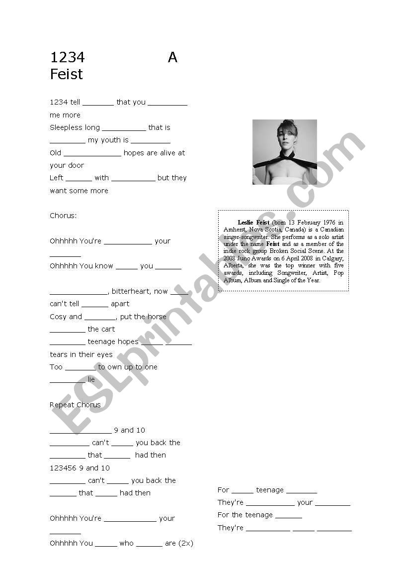 Feist - 1234 worksheet