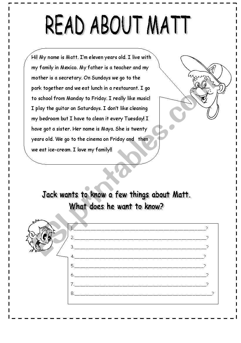 reading worksheet