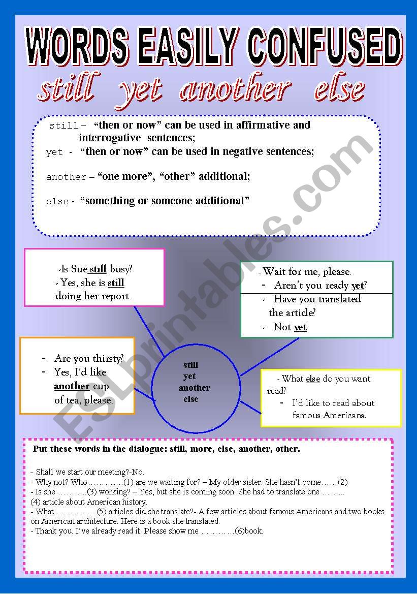 Words easily confused worksheet