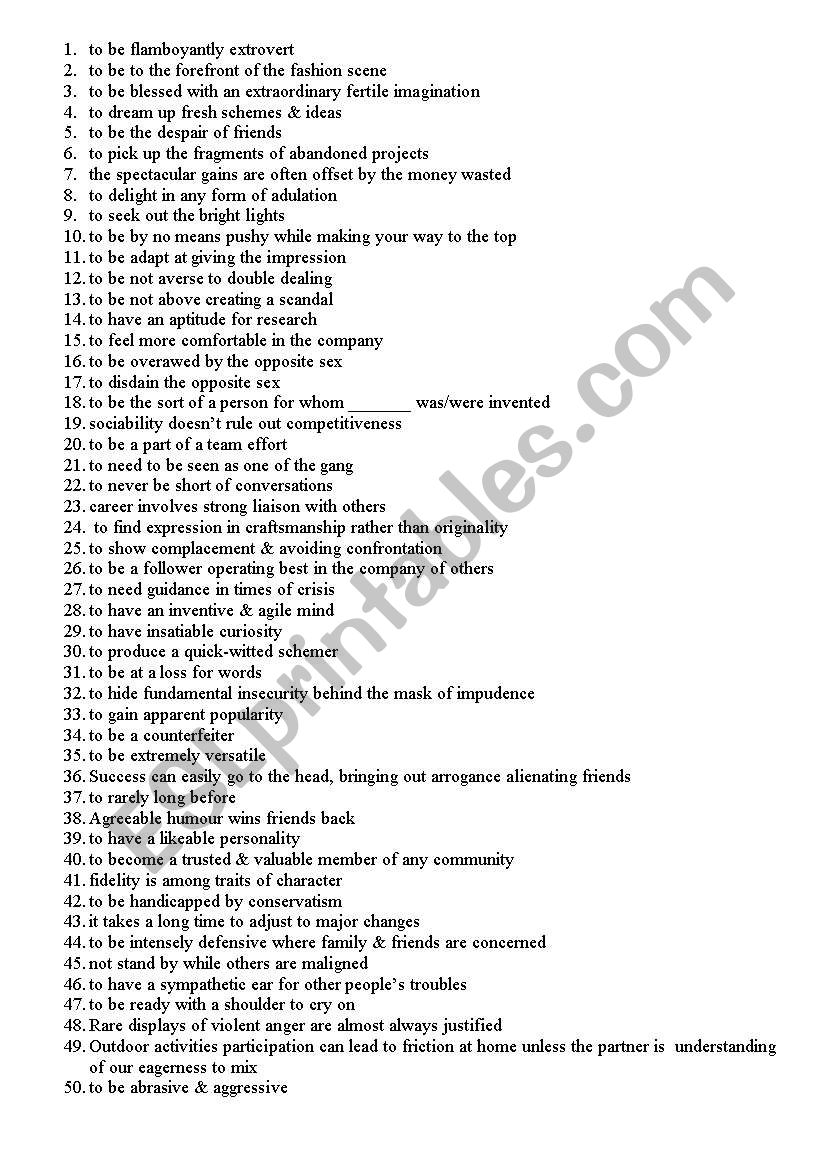 100 character phrases worksheet