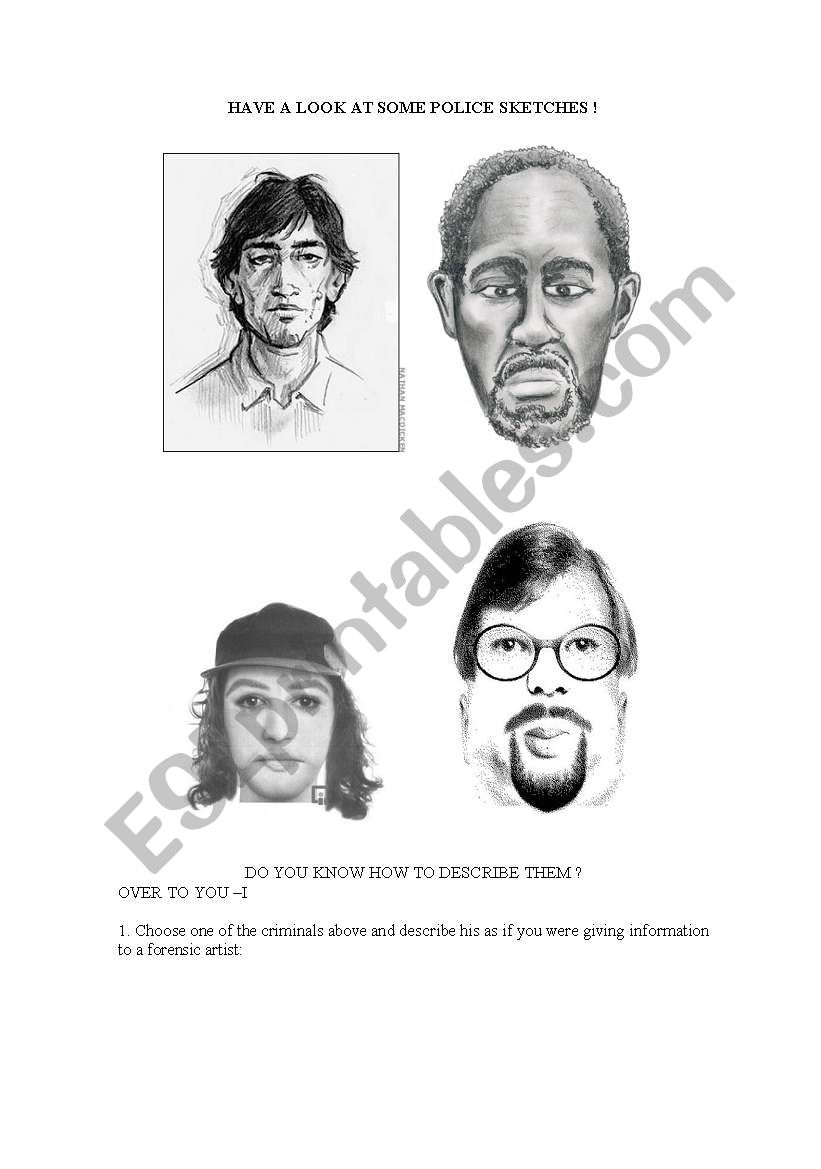 Police Sketch worksheet