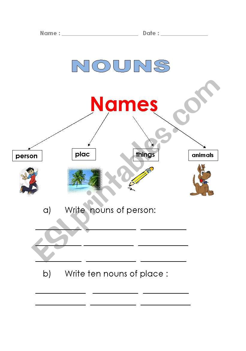 nouns worksheet