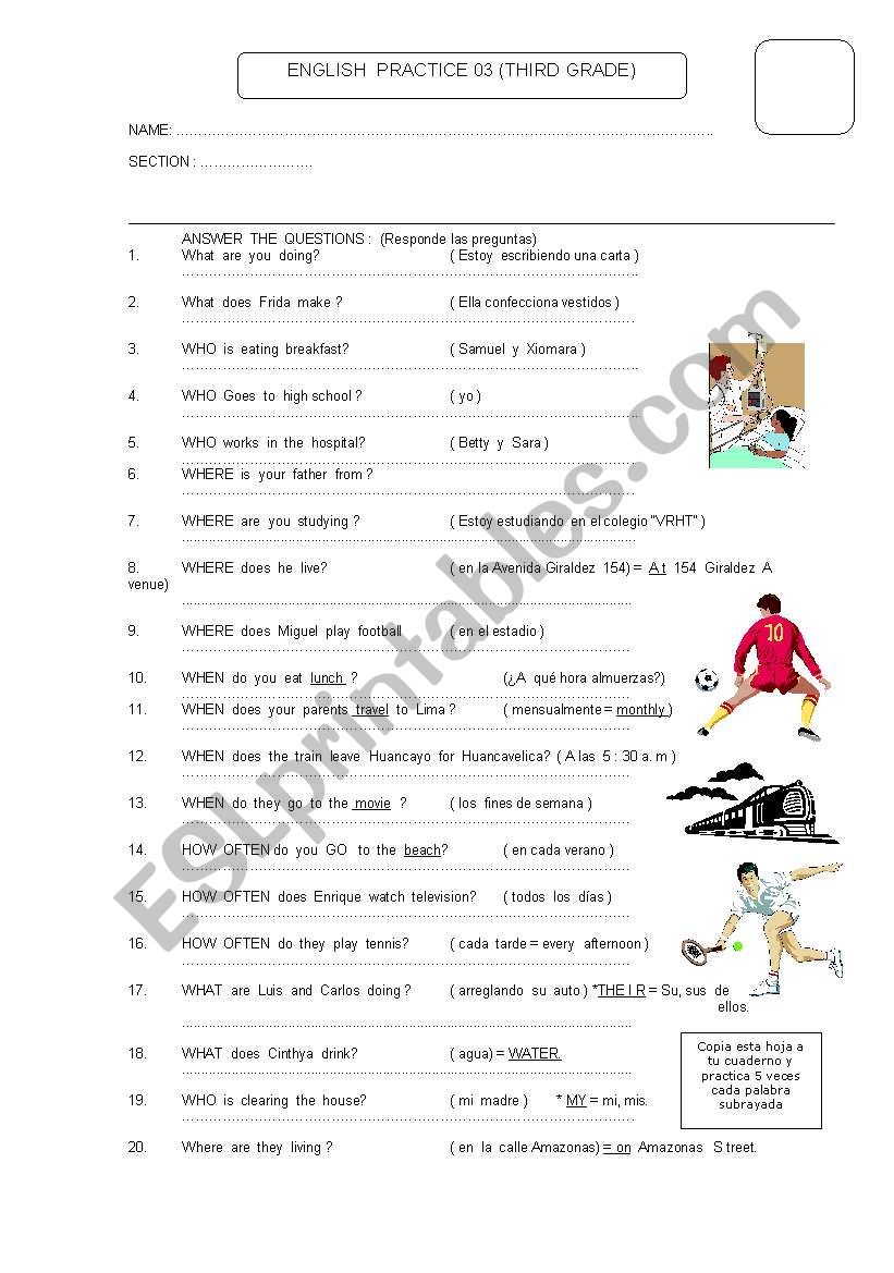 WH QUESTIONS worksheet