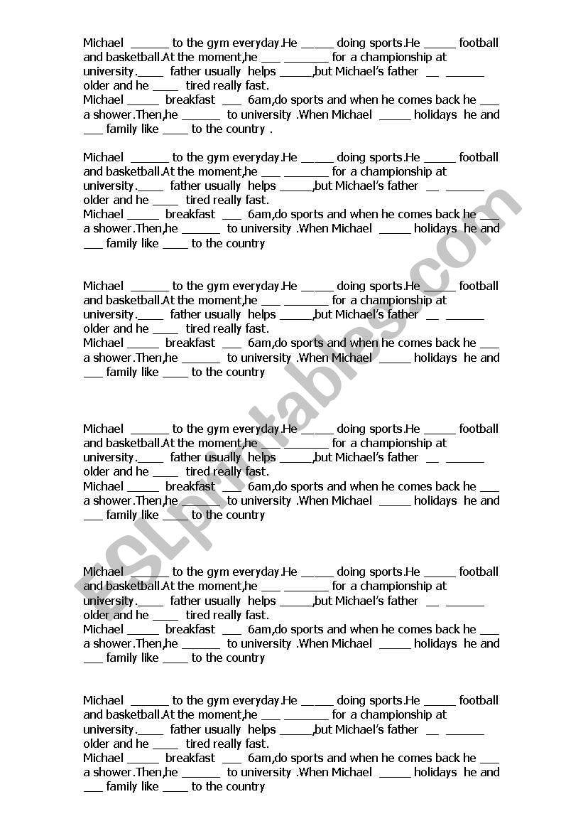 michaels routine worksheet