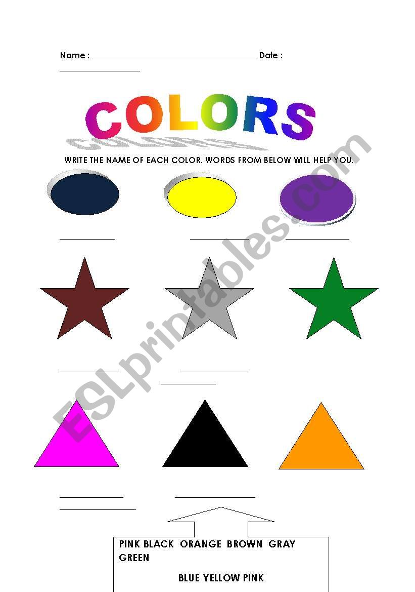 COLORS worksheet