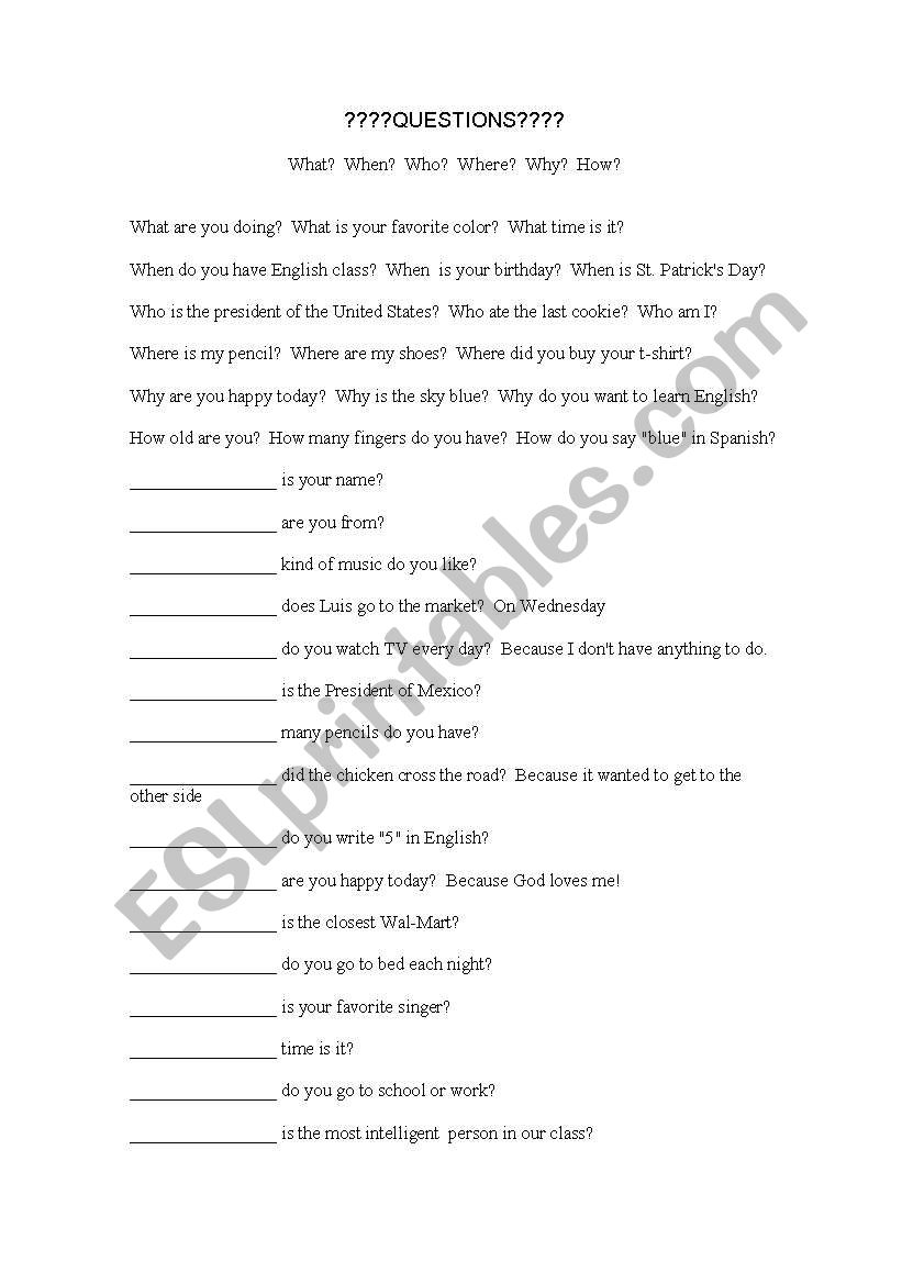 Practice with questions worksheet