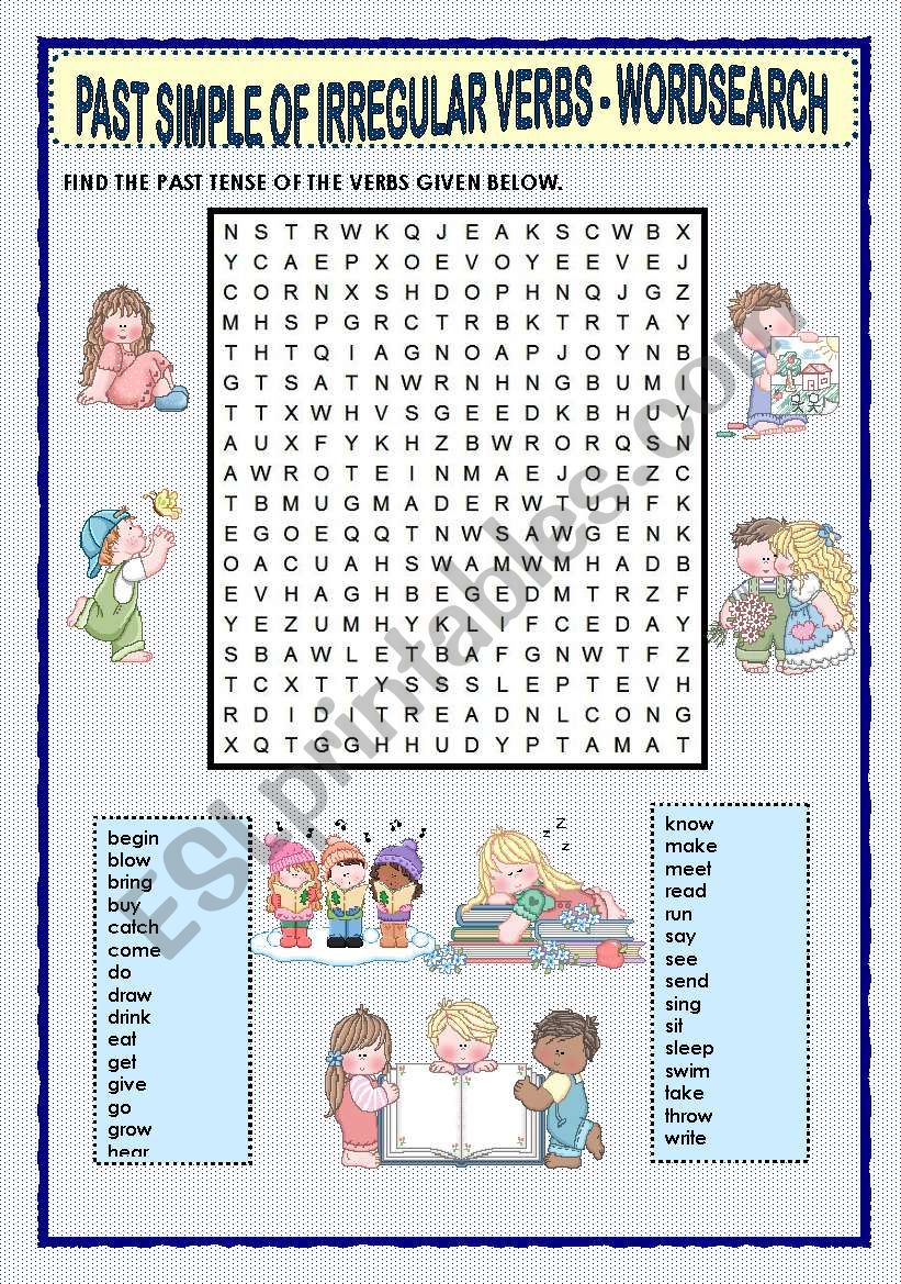 Irregular Verbs Wordsearch Interactive Worksheet Irregular Verbs The